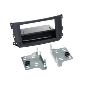 Smart ForTwo (451) 2010-2015 1 DIN autórádió beépítő keret INBAY Qi töltős rekesszel fekete 241190-29
