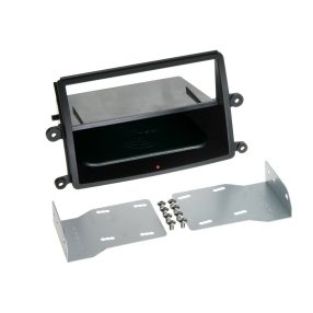 Mitsubishi L200 (KAOT) 2006-2015 1 DIN autórádió beépítő keret INBAY Qi töltős rekesszel fekete 241200-07