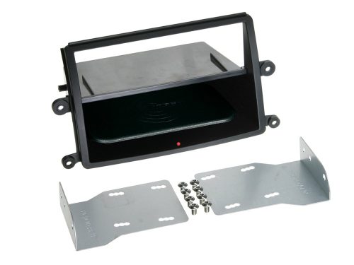 Mitsubishi L200 (KAOT) 2006-2015 1 DIN autórádió beépítő keret INBAY Qi töltős rekesszel fekete 241200-07