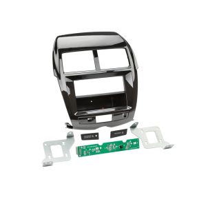 Citroen C4 Aircross, Peugeot 4008 2012-2017 1 DIN autórádió beépítő keret INBAY Qi töltős rekesszel zongoralakk fekete 241200-11-2