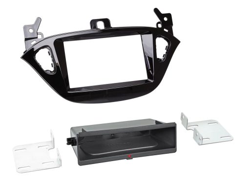 Opel Adam, Corsa E 2013-2017 2 DIN autórádió beépítő keret INBAY Qi töltős rekesszel zongoralakk fekete 241230-29