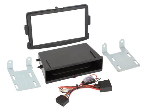 Dacia, Opel, Renault, Fiat, Nissan 2012-2021 2 DIN autórádió beépítő keret INBAY Qi töltős rekesszel fekete 241250-14-1