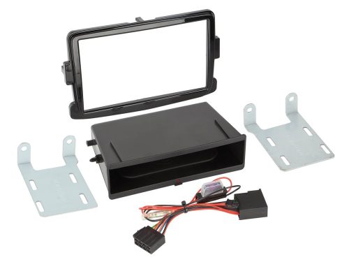 Dacia, Opel, Renault, Fiat, Nissan 2012-2021 2 DIN autórádió beépítő keret INBAY Qi töltős rekesszel zongoralakk fekete 241250-14-2