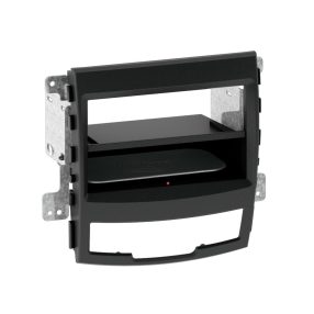 SsangYong Korando (CK) 2010-2013 1 DIN autórádió beépítő keret INBAY Qi töltős rekesszel fekete 241275-05