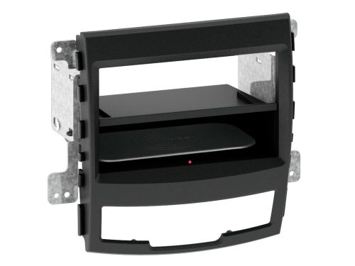SsangYong Korando (CK) 2010-2013 1 DIN autórádió beépítő keret INBAY Qi töltős rekesszel fekete 241275-05
