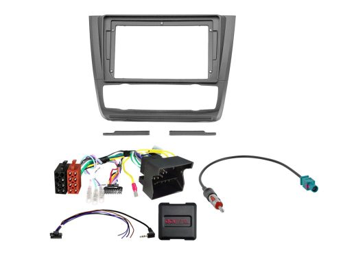 Rádió beépítő készlet 9 colos készülékekhez, BMW 1-es sorozat 2007-2013, automata klímás modellekhez, kormánytávvezérlővel és antennával 691023-92-1