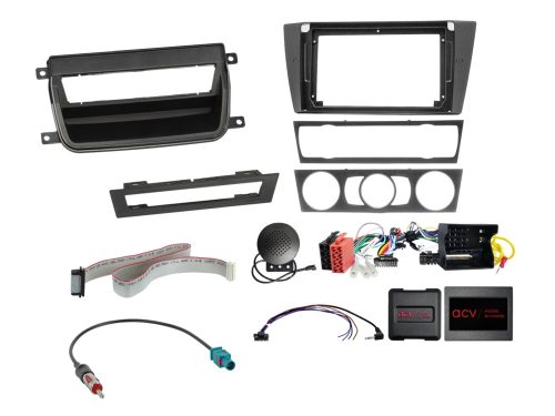 Rádió beépítő készlet 9 colos készülékekhez, BMW 3-as sorozat dohányzó csomag nélküli modellekhez, kormánytávvezérlővel és tolatóradar támogatással 691023-94-1