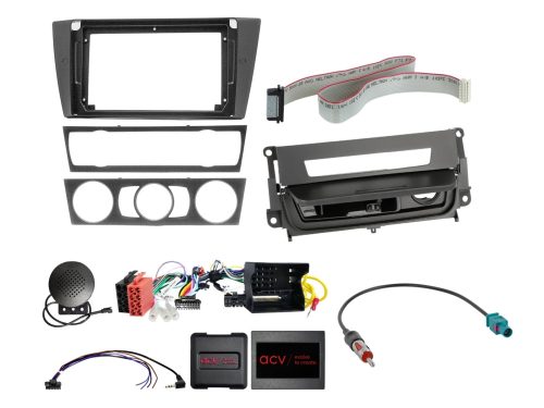 Rádió beépítő készlet 9 colos készülékekhez, BMW 3-as sorozat dohányzó csomaggal szerelt modellekhez, kormánytávvezérlővel és tolatóradar támogatással 691023-94-3