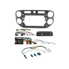  9" Rádióbeépítő készlet VW Tiguan 2011.06. – 2016.04. fekete i-dapter/Antenna 691320-98-1