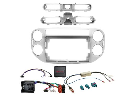9" Beépítő készlet VW Tiguan 2011.06. - 2016.04  kormánytávvezérlővel és antenna adapterrel ezüst színű 691320-98-4