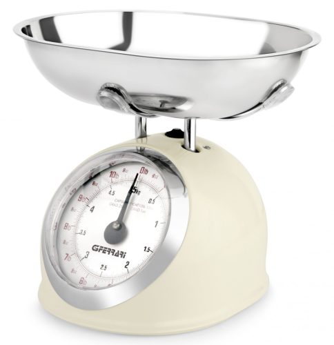 G3 Ferrari G20003 ASKA mechanikus konyhai mérleg 5 kg-ig, rozsdamentes tál, krém szín, tára funkció