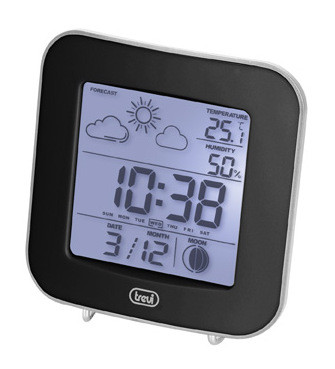 Trevi ME 3106 mini időjárás állomás digitális órával és naptárral, fekete, kék háttérvilágítással