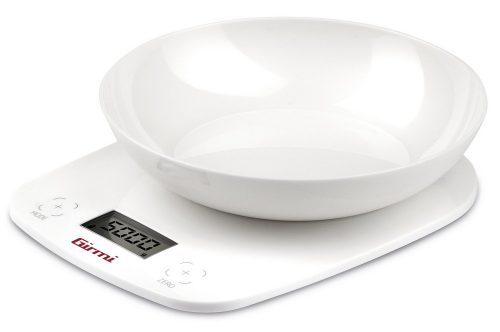 Girmi PS01 Professzionális konyhai mérleg fehér, LCD kijelző, 5 kg kapacitás, precíz 1g érzékenység