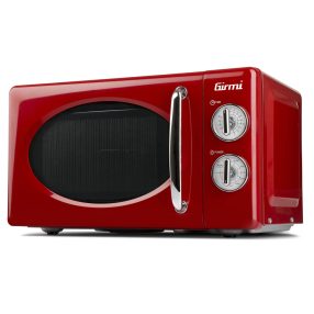   Girmi FM21 Prémium retro mikrohullámú sütő, 20L, grill funkció, 30 perces időzítő, 1150W teljesítmény, piros színben