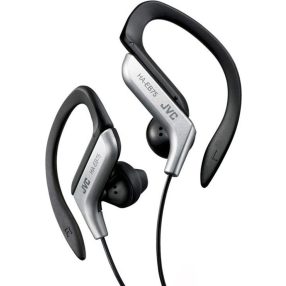  JVC HA-EB75-SNU sportoláshoz fejlesztett utcai fülhallgató ezüst/fekete, állítható fülklipsszel, 13,5 mm neodímium meghajtóval