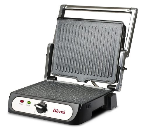 Girmi BS41 kontaktgrill Petravera bevonattal, 180°-ban nyitható kialakítás, 2.000W teljesítmény, kivehető sütőlapok