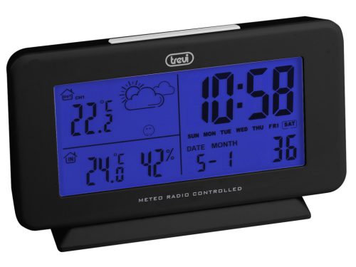 Trevi ME 3P08 rádióvezérelt időjárás állomás vezeték nélküli szenzorral, fekete, LCD kijelző