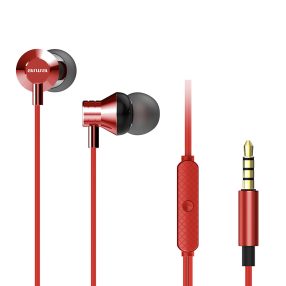   Aiwa ESTM-50RD Kompakt Stílus és Kivételes Hangzás Egyetlen Fülhallgatóban, mikrofonnal, piros színben