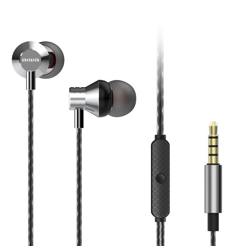 Aiwa ESTM-50SL Kompakt Stílus és Kivételes Hangzás Egyetlen Fülhallgatóban, mikrofonnal, ezüst színben