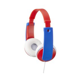   JVC HA-KD7-RNE gyermek fejhallgató 85 dB limiterrel, puha párnázattal, 0.8 m kábel, matrica szett, piros/kék