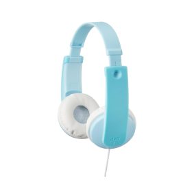   JVC HA-KD7-ZNE gyermek fejhallgató 85 dB hangerőlimiterrel, puha párnázattal, 0.8 m kábel, matrica szett, kékes-zöld