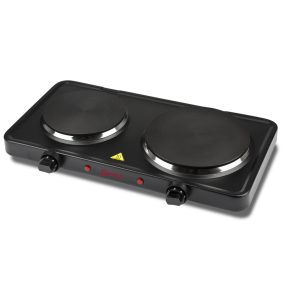   Girmi PE36 Piastra Dupla elektromos tűzhely öntöttvas főzőlapokkal (nagy tányér: 18,5 cm, kis tányér 15,5 cm átmérőjű), 1500W / 1000W teljesítményű