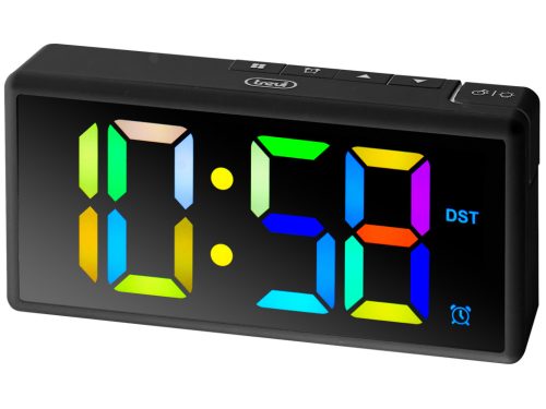 Trevi EC 886 Black Digitális ébresztőóra nagy méretű, többszínű kijelzővel - fekete színben