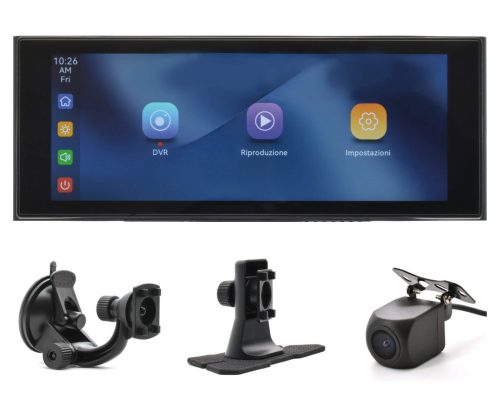 Phonocar VM324 menetrögzítő kamera 6,86” érintőkijelzővel, hátsó tolatókamerával, 1080p felvétellel, többféle rögzítési lehetőséggel