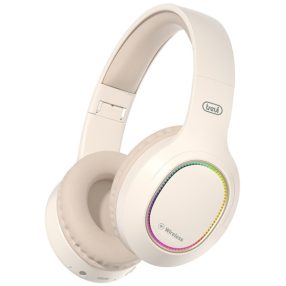   Trevi DJ 12E60 BT vezeték nélküli fejhallgató Bluetooth 5.3, Micro SD, LED világítás, krém szín