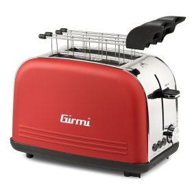   Girmi TP57 piros kenyérpirító 3 funkcióval, 750-850 W, rozsdamentes acél fogókkal, morzsatálcával