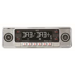   Dietz Retro 300DAB-BT Klasszikus megjelenésű, modern technológiájú autórádió a Retro szerelmeseinek ezüst-króm szín
