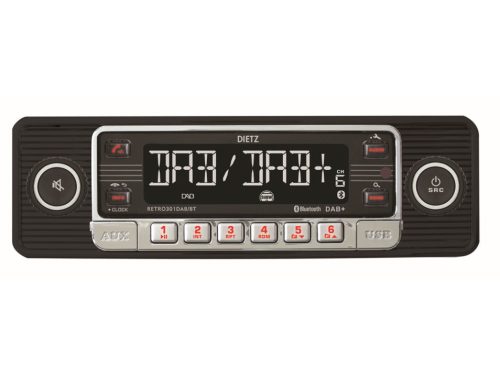 Dietz Retro 301DAB-BT Klasszikus megjelenésű, modern technológiájú autórádió a Retro szerelmeseinek, fekete-króm szín