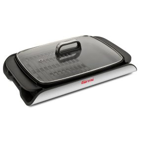   Girmi BQ91 elektromos grill óriási sütőfelülettel, kétoldalas tapadásmentes lappal, üvegfedővel, 1800–2000 W