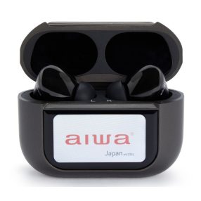  Aiwa EBTW-350TN Professzionális vezeték nélküli fülhallgató ANC-vel, érintőkijelzős tokkal, 25 órás üzemidő, titán szín