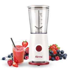   Girmi FR03 kompakt elektromos turmixgép, 170 W teljesítmény, 400 ml-es keverőpohár és rozsdamentes acél pengék, Fehér