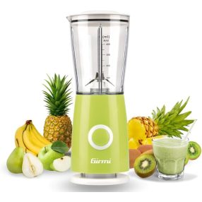   Girmi FR03 kompakt elektromos turmixgép 170 W teljesítménnyel, 400 ml keverőpohárral, rozsdamentes acél pengékkel, zöld