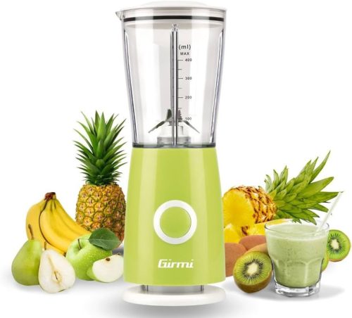 Girmi FR03 kompakt elektromos turmixgép 170 W teljesítménnyel, 400 ml keverőpohárral, rozsdamentes acél pengékkel, zöld