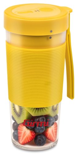 Girmi FR11 hordozható turmixgép 450 ml Tritan pohárral, sárga – akkumulátoros
