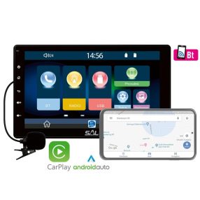   SAL VB X1000 autórádió és multimédiás lejátszó, 4 x 45 W, 2 + 1 RCA, CarPlay, Android Auto, USB Mirror Link