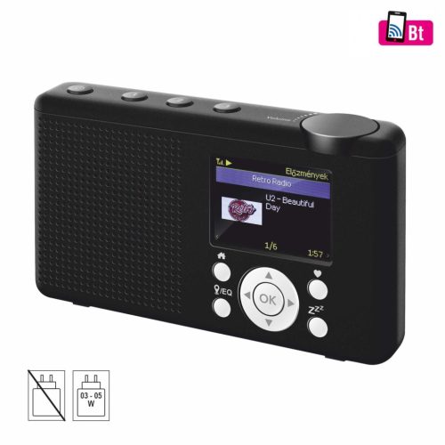 SAL INR 3000 internetrádió, 4 in 1, 2 W hangszóró, világrádió, FM RDS, BT, Média Center hálózati zenetár, EQ