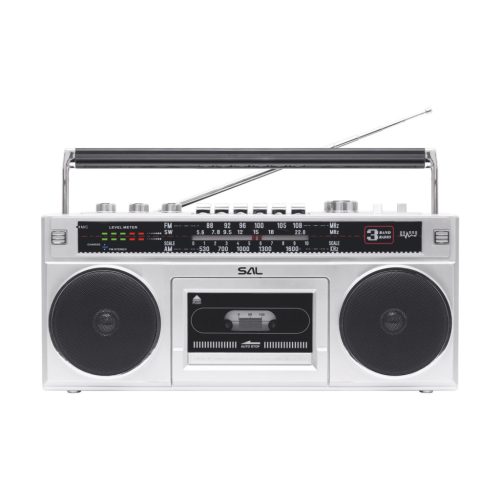 SAL RRTBRONX sztereó kazettás rádiós magnó, Bluetooth, USB, microSD, MP3, multi-felvétel és archiválás, 3-sávos rádió