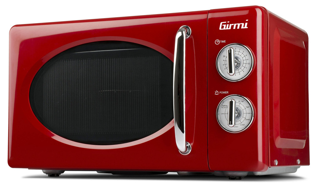 Image of Girmi FM21 Mikrohullámú sütő piros színben, 20 literes, 30 perces időzítővel, 1150 W (teljesítmény), 800 W (grillteljesítmény)