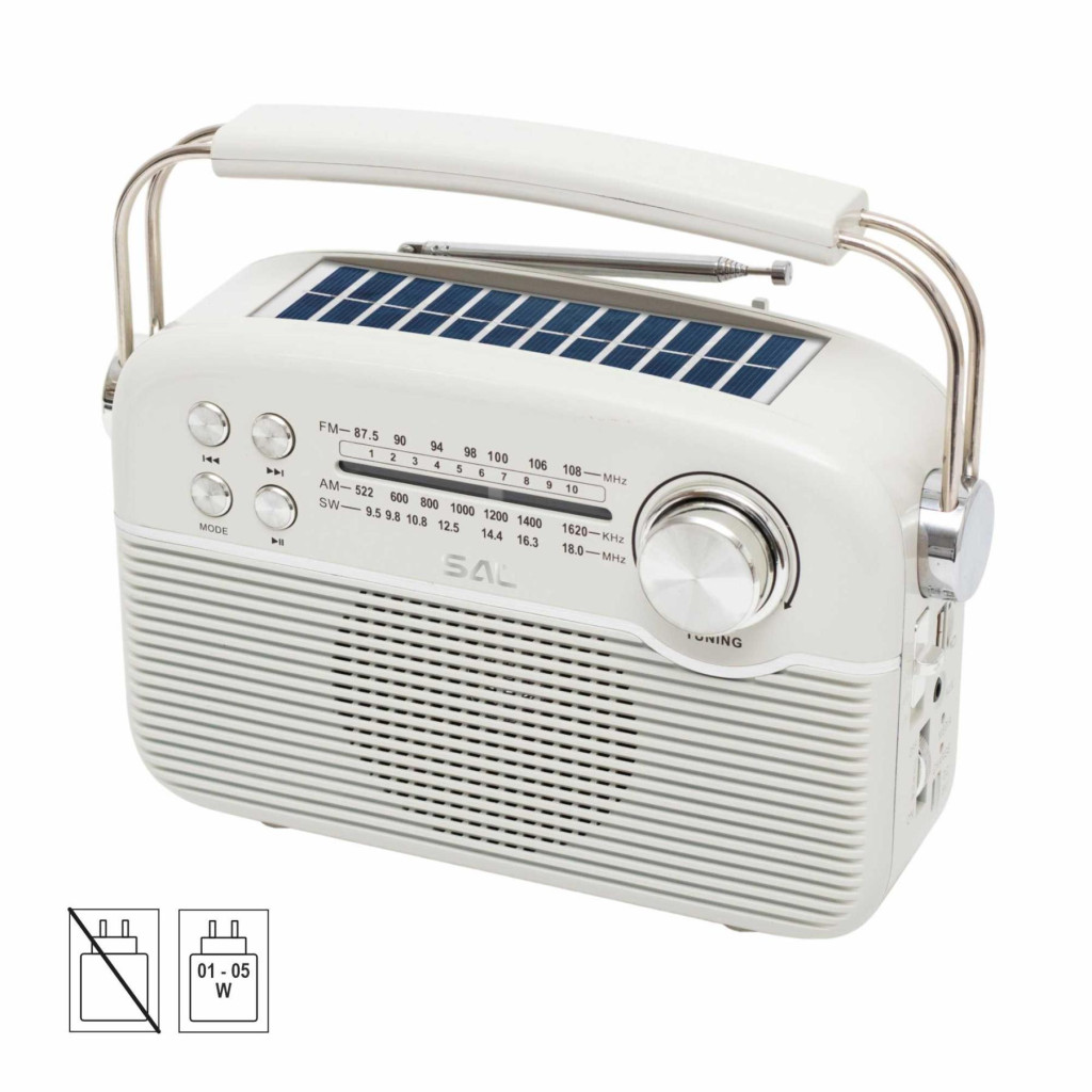 Image of SAL RPR9 napelemes rádió multimédia lejátszóval, FM-AM-SW rádió, Bluetooth, USB és microSD csatlakozás, beépített akkumulátor