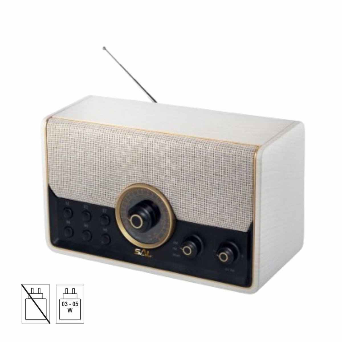 Image of SAL RRT 6B retro táskarádió, multimédia lejátszó, 6 in 1, BT, USB, MicroSD, AUX, FM rádió, kihangosító, beépített mikrofon